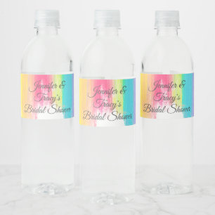 Elegante Regenboog Persoonlijke Lesbische Bruidsui Waterfles Etiket
