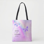 Elegante regenboog roze en blauwe vlinder bruiloft tote bag (Voorkant)