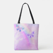 Elegante regenboog roze en blauwe vlinder bruiloft tote bag (Achterkant)