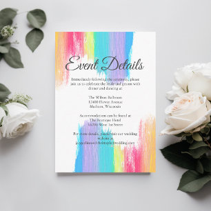 Elegante Regenboog Trouwreceptie Evenementdetails Informatiekaartje