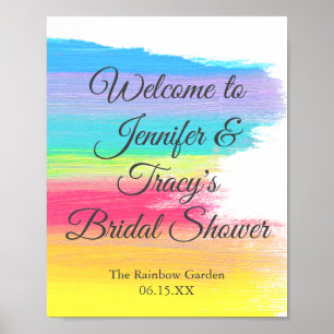 Elegante Regenboog Verlovingsfeest voor Lesbiennes Poster