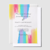 Elegante regenboog Waterverf bruiloft Vellum Uitnodigingen (Offset)