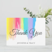 Elegante regenboog Waterverf Dank u Kaart (Staand voorkant)