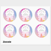 Elegante regenboog Waterverf Schattige roze boog D Ronde Sticker (Vel)