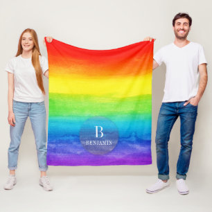 Elegante regenboog Waterverf Vibrant Custom Fleece Deken
