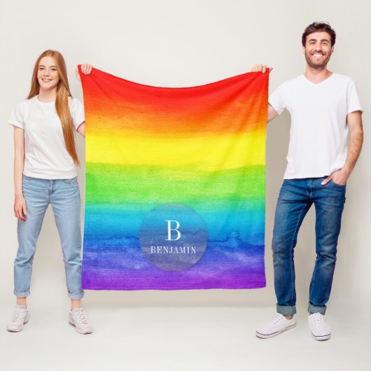 Elegante regenboog Waterverf Vibrant Custom Fleece Deken (In situ)