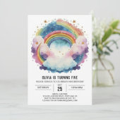 Elegante regenboog wolken verjaardag kaart (Staand voorkant)