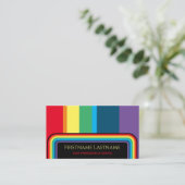 Elegante regenboogkleurstroken afgeronde rechthoek visitekaartje (Staand voorkant)