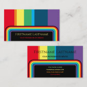 Elegante regenboogkleurstroken afgeronde rechthoek visitekaartje (Voorkant / Achterkant)