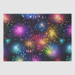 Elegante regenboogvuurwerk op zwarte achtergrond tissuepapier