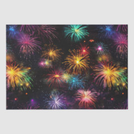 Elegante regenboogvuurwerk op zwarte achtergrond tissuepapier