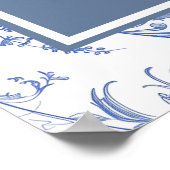 Elegante Regency Blauw bloemige verjaardag welkom  Poster (Hoek)