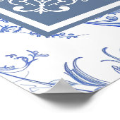 Elegante Regency Blauw bloemige verjaardag welkom  Poster (Hoek)