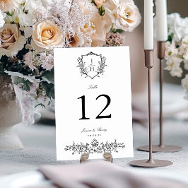 Elegante Regency Bloemenkroon Monogram Huwelijk Kaart