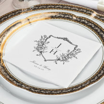 Elegante Regency Bloemenkroon Monogram Huwelijk 