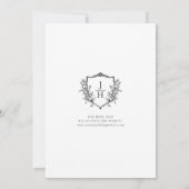 Elegante Regency Floral Crest Monogram Huwelijk Save The Date (Achterkant)