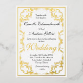 Elegante Regency Gouden Sierrand Trouwdag Folie Uitnodiging (Voorkant)