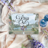 Elegante Regency  Peacock Bruiloft QR Code RSVP Kaartje