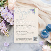 Elegante Regency Peacock Garden bruiloft details Informatiekaartje