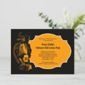 Elegante Regency Style Skelet Halloween Grand Ba Kaart (Staand voorkant)