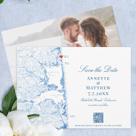 Elegante Rehoboth Beach Kaart Navy Bruiloft