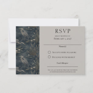 Elegante Reiger Vogels op Water Trouwdag RSVP Kaartje