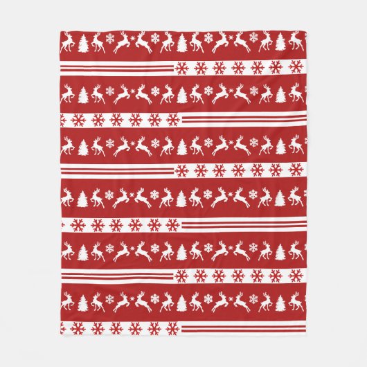 Elegante Reinders Snowflakes Lines Medium Fleece Deken (Voorkant)