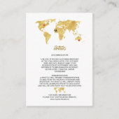 Elegante Reis Gouden Wereldkaart Trouwdetails Informatiekaartje (Voorkant)