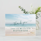 Elegante Reis Zeestrand Ster Wedding Bedankkaart (Staand voorkant)