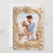 Elegante reliëf stijl frame barok bruiloft kaart (Achterkant)