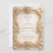 Elegante reliëf stijl frame barok bruiloft kaart (Voorkant)