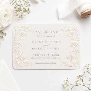 Elegante reliëf stijl vintage bloemmotief save the date