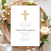 Elegante Religieus Kruis Schrift Jongens Doop