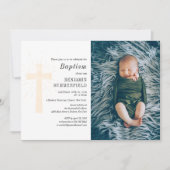 Elegante religieuze babyfoto doop uitnodiging (Voorkant)