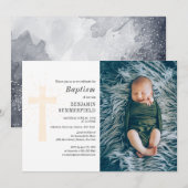Elegante religieuze babyfoto doop uitnodiging (Voorkant / Achterkant)