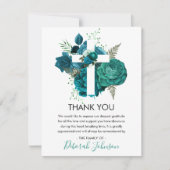 Elegante religieuze bloemenbegrafenisfoto dank u bedankkaart (Voorkant)