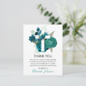 Elegante religieuze bloemenbegrafenisfoto dank u bedankkaart (Staand voorkant)