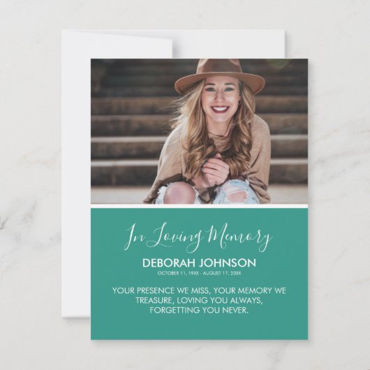 Elegante religieuze bloemenbegrafenisfoto dank u bedankkaart (Achterkant)