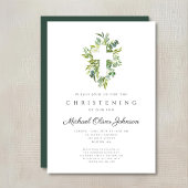 Elegante Religieuze Botanische Kruis Doop Kaart