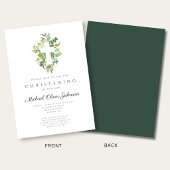 Elegante Religieuze Botanische Kruis Doop Kaart