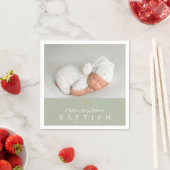 Elegante religieuze Cross Sage Groene Doop Servet (Insitu)