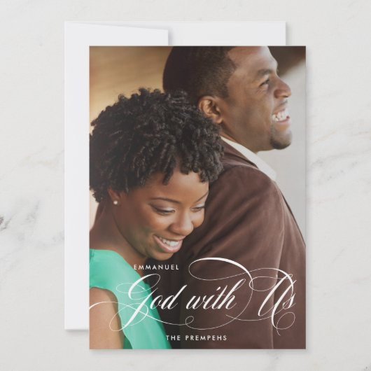 Elegante Religieuze Emmanuel God Met Ons Foto Feestdagenkaart (Voorkant)