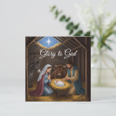 Elegante religieuze glorie aan God Kerstmis christ Feestdagenkaart (Staand voorkant)