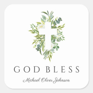 Elegante religieuze God zegene de doop Vierkante Sticker