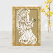 Elegante religieuze gouden kerst engel kaart (Gele Bloem)