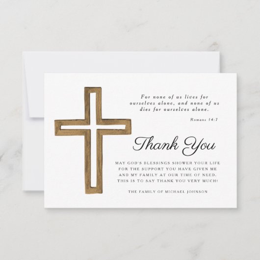 Elegante religieuze kruisbegrafenis bedankkaart (Voorkant)