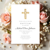 Elegante religieuze kruisletter jongensdoop kaart