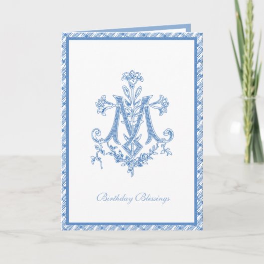 Elegante Religieuze Maagd Maria Bloemig Kaart (Voorkant)