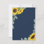 Elegante Religieuze Navy Blauwe Zonnebloem Bruilof RSVP Kaartje (Achterkant)