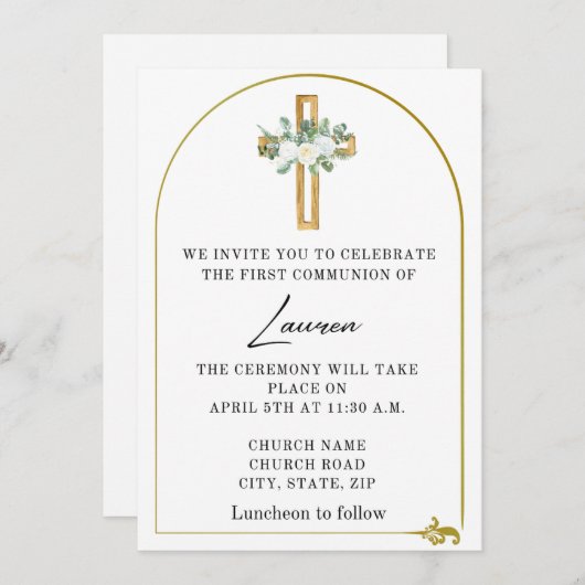 Elegante religieuze uitnodiging (Voorkant / Achterkant)